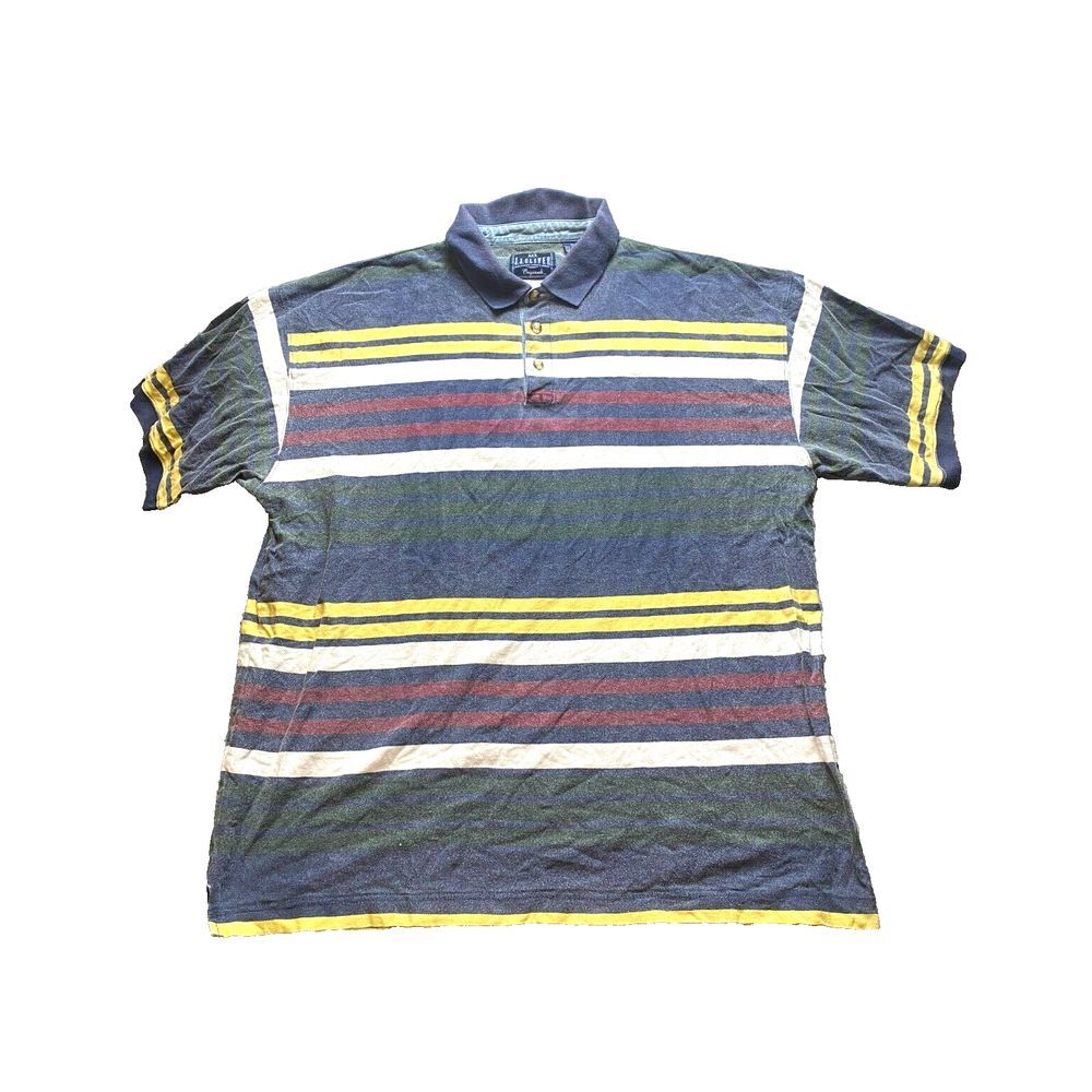 VTG JJ Oliver Shirt Adult Extra Large Navy Maroon Rugby Golf‎ Polo 90s Mens